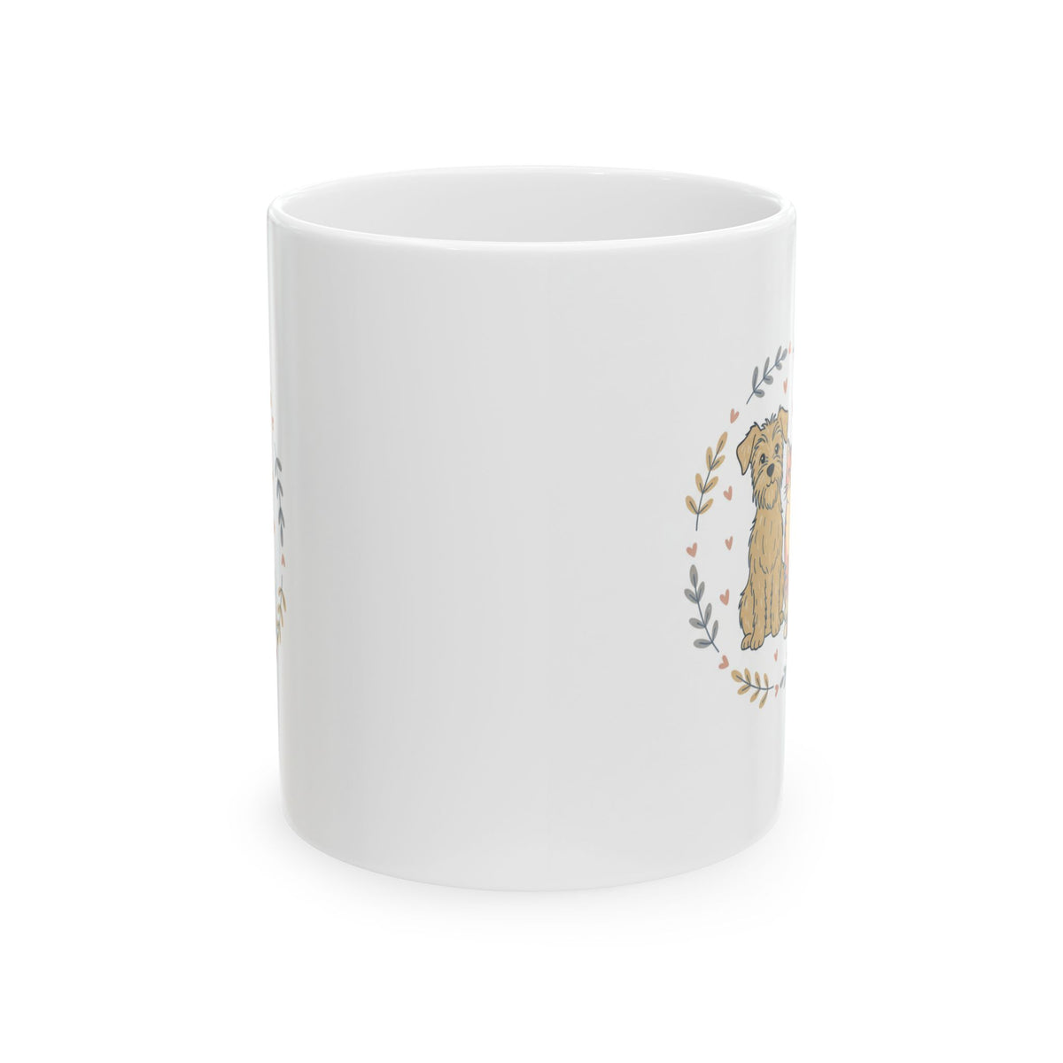 Dog Mama Ceramic Mug — Cute Paw Print Puppy Wreath Coffee Cup (11oz & 15oz)