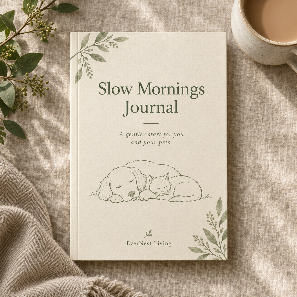 Slow Mornings Journal cover – free printable PDF digital download from EverNest Living